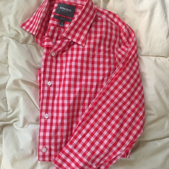 Bonobos Pink Checkered Longsleeve Buttonup - Picture 3 of 4